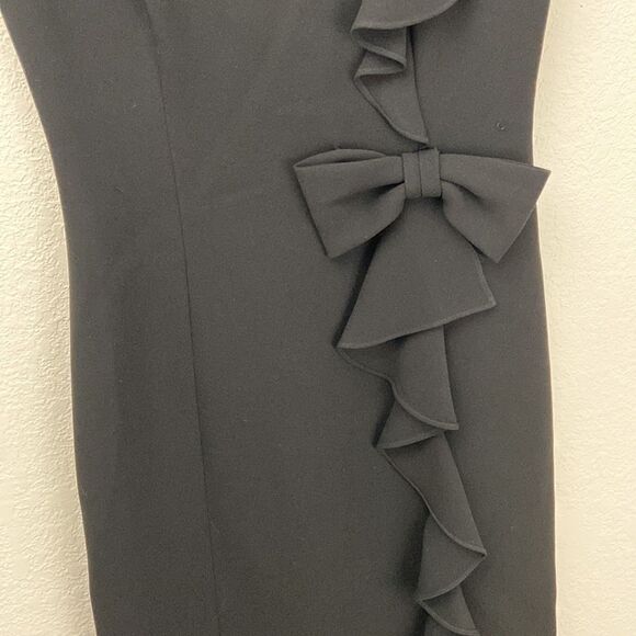 Rickie Freeman for Teri Jon Bow Tie Ruffle Front Black Dress size 6 - Picture 2 of 8